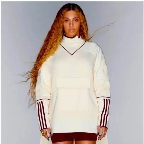 ADIDAS x IVY PARK BEYONCÉ Original Pullover Sweatshirt Ecru Tint Maroon - Picture 1 of 12